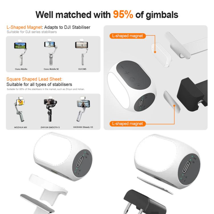Luce di riempimento magnetica a LED per stabilizzatore gimbal portatile DJI/Zhiyun, lampada fotografica per fotocamera, luce di riempimento per cellulare., XJ97 One Lamp, XJ97 Dual Lamp, XJ97P One Lamp + Clips Set, XJ97P Dual Lamp + Clips Set
