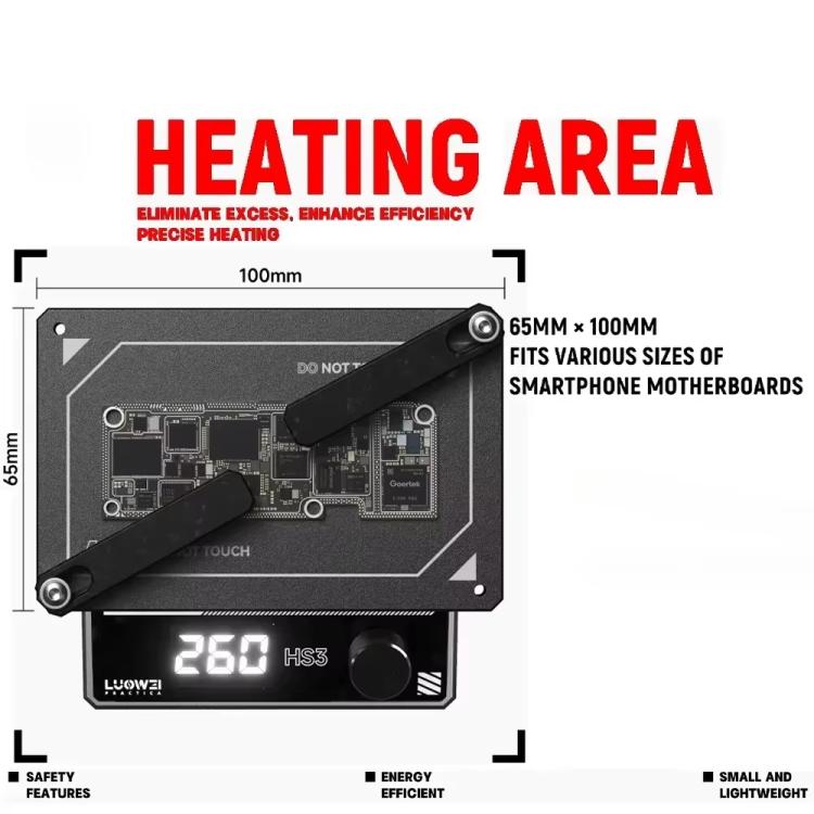 Stazione di preriscaldamento universale LUOWEI HS3 per laminazione stratificata, stagnatura e sgommatura., US Plug, EU Plug
