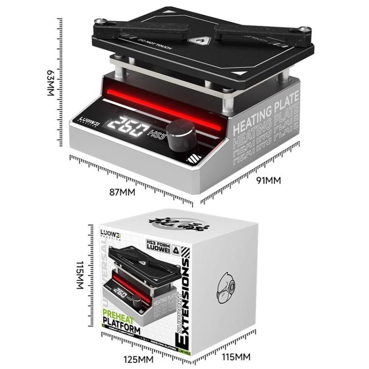 Stazione di preriscaldamento universale LUOWEI HS3 per laminazione stratificata, stagnatura e sgommatura., US Plug, EU Plug