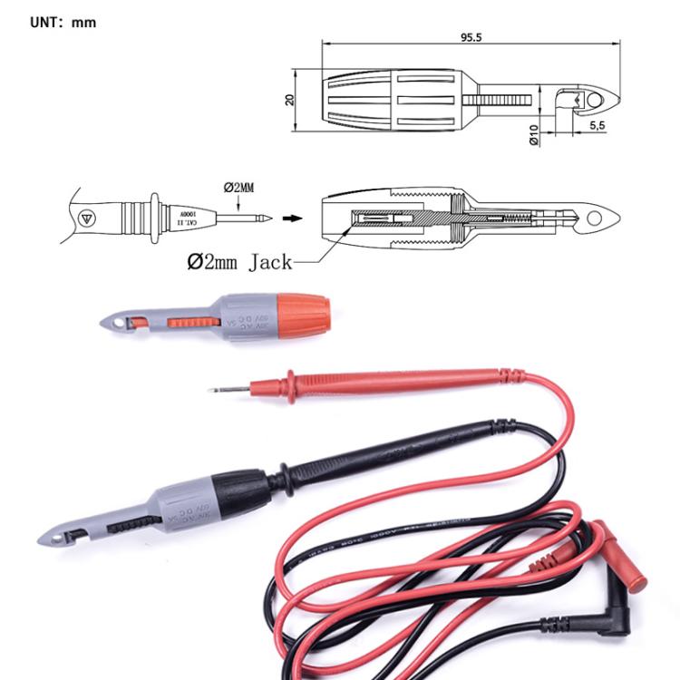 Sonde per Multimetro con Jack 2mm e 4mm per Riparazioni Auto