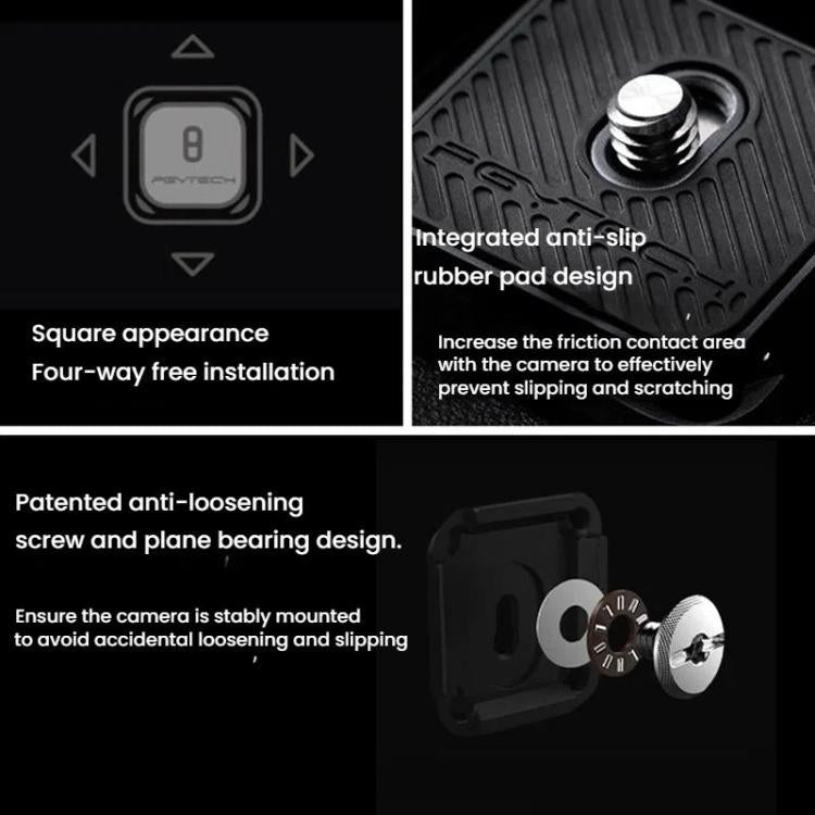 PGYTECH Accessorio per treppiede con interfaccia Arca Quick Release Mount V2 per fotocamera, Set, Base Only, Quick Release Plate