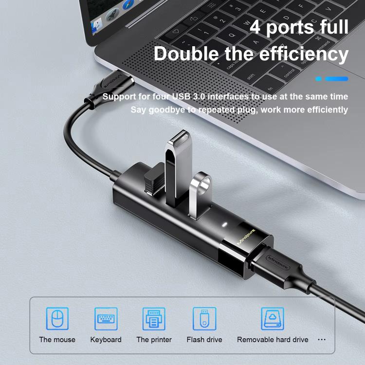 Hub USB 3.0 4 porte con Type-C Mindpure cavi 0,3-1,5 m