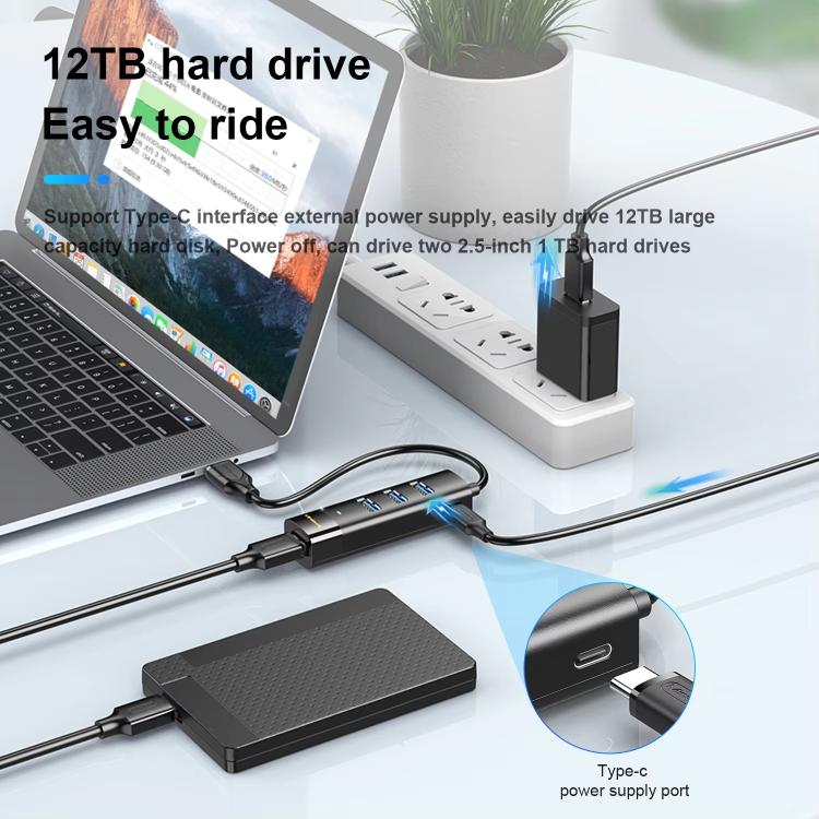 Hub USB 3.0 4 porte con Type-C Mindpure cavi 0,3-1,5 m
