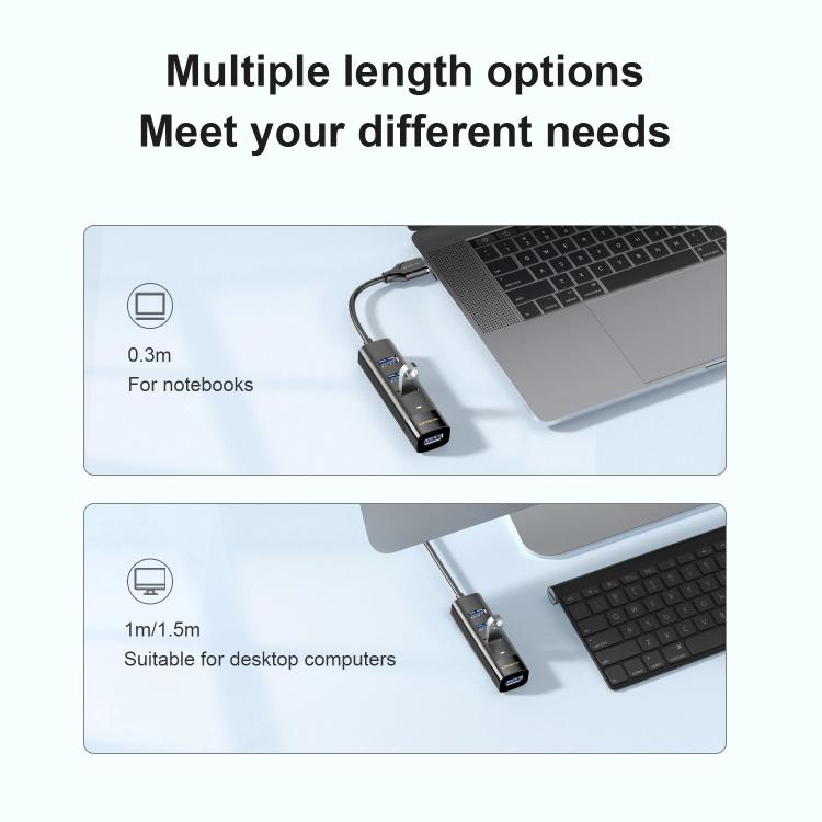 Hub USB 3.0 4 porte con Type-C Mindpure cavi 0,3-1,5 m