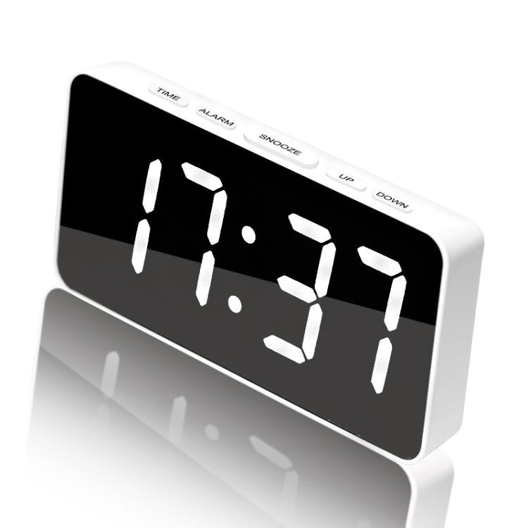 Orologio digitale a specchio con LED, porta di ricarica Type-C e vano per batteria 18650 (batteria non inclusa)., White Shell White Light, Black Shell White Light, Black Shell Blue Light, White Shell Blue Light