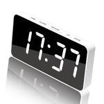 Orologio digitale a specchio con LED, porta di ricarica Type-C e vano per batteria 18650 (batteria non inclusa)., White Shell White Light, Black Shell White Light, Black Shell Blue Light, White Shell Blue Light