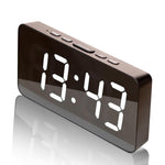 Orologio digitale a specchio con LED, porta di ricarica Type-C e vano per batteria 18650 (batteria non inclusa)., White Shell White Light, Black Shell White Light, Black Shell Blue Light, White Shell Blue Light