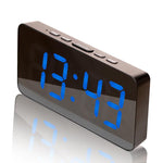 Orologio digitale a specchio con LED, porta di ricarica Type-C e vano per batteria 18650 (batteria non inclusa)., White Shell White Light, Black Shell White Light, Black Shell Blue Light, White Shell Blue Light