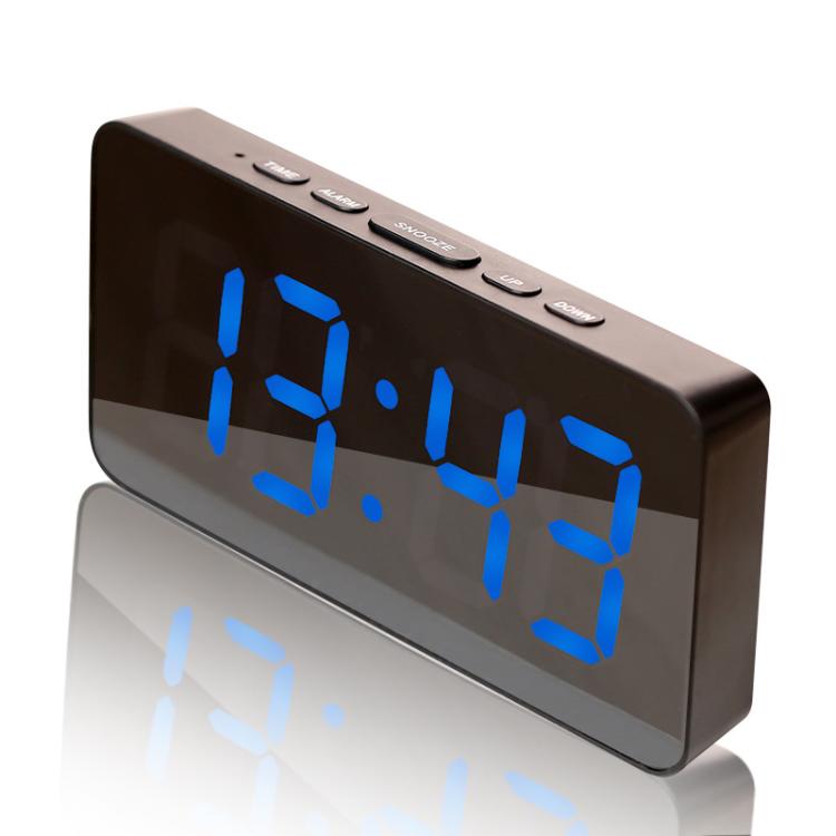 Orologio digitale a specchio con LED, porta di ricarica Type-C e vano per batteria 18650 (batteria non inclusa)., White Shell White Light, Black Shell White Light, Black Shell Blue Light, White Shell Blue Light