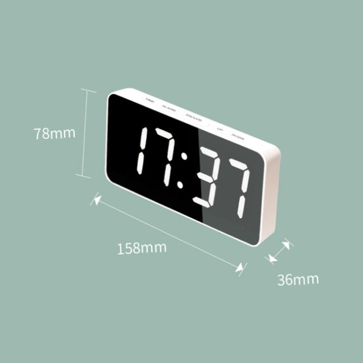 Orologio digitale a specchio con LED, porta di ricarica Type-C e vano per batteria 18650 (batteria non inclusa)., White Shell White Light, Black Shell White Light, Black Shell Blue Light, White Shell Blue Light
