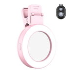 Specchio selfie con clip e luce LED per smartphone