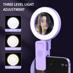 Specchio selfie con clip e luce LED per smartphone