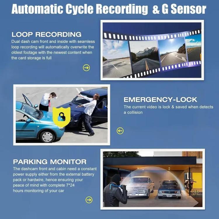 Videoregistratore di guida per auto con tre obiettivi e connessione Wi-Fi, risoluzione 4K., G79