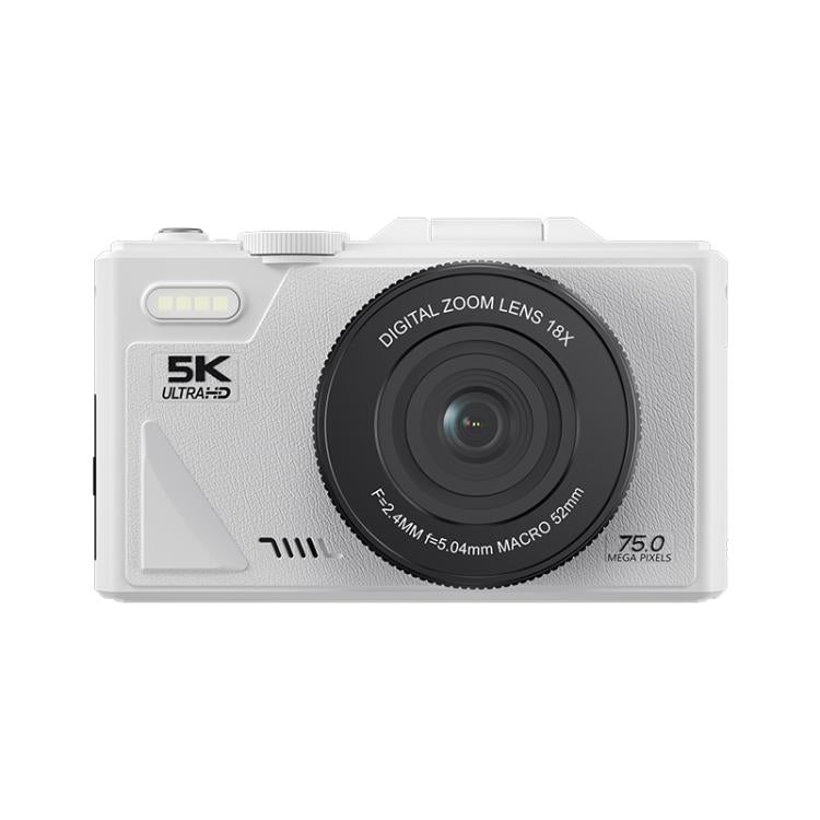 W1 5K HD Digital Camera 75MP 18X Digital Zoom WiFi Video Recorder With Flip Screen, W1 White, W1 Black