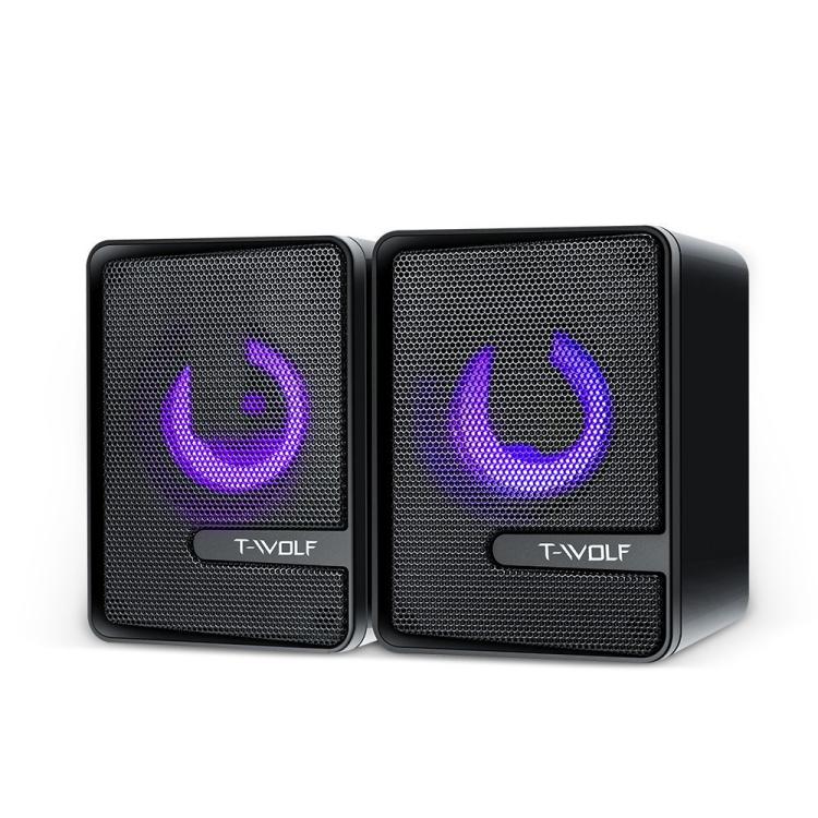 T-WOLF S3 USB/3.5mm Desktop Speakers For Phone / PC / Laptop Dual Diaphragm Subwoofer Sound System, S3