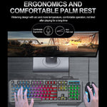 T-WOLF TF600 104-Key Wired Backlit Keyboard and Mouse Combo with Metal Panel & Phone Stand