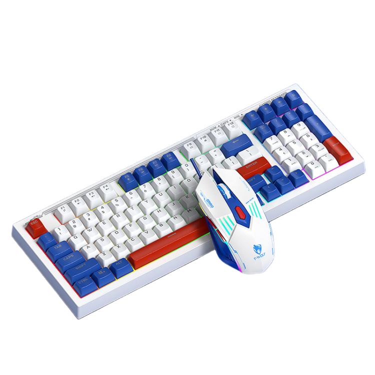 T-WOLF  TF610 USB-C/Type-C Wired 98 Keys Keyboard and Mouse Combo Dual-Tone Keycaps Gaming Set