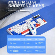 T-WOLF  TF610 USB-C/Type-C Wired 98 Keys Keyboard and Mouse Combo Dual-Tone Keycaps Gaming Set