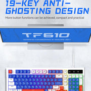 T-WOLF  TF610 USB-C/Type-C Wired 98 Keys Keyboard and Mouse Combo Dual-Tone Keycaps Gaming Set