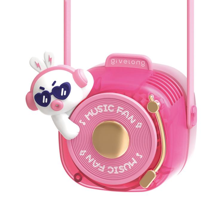 Givelong Cute Cool Pet DJ Lanyard Small Fan USB Rechargeable Compact Portable Bladeless Neck Fan, Cool Bunny, Cool Duck, Cool Dragon, Cool Bear