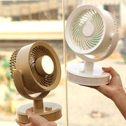 Desktop Fan Outdoor Student Office Portable Rechargeable USB Tabletop Small Fan, Without Light (White), Without Light (Khaki), With Light (White), With Light (Khaki)