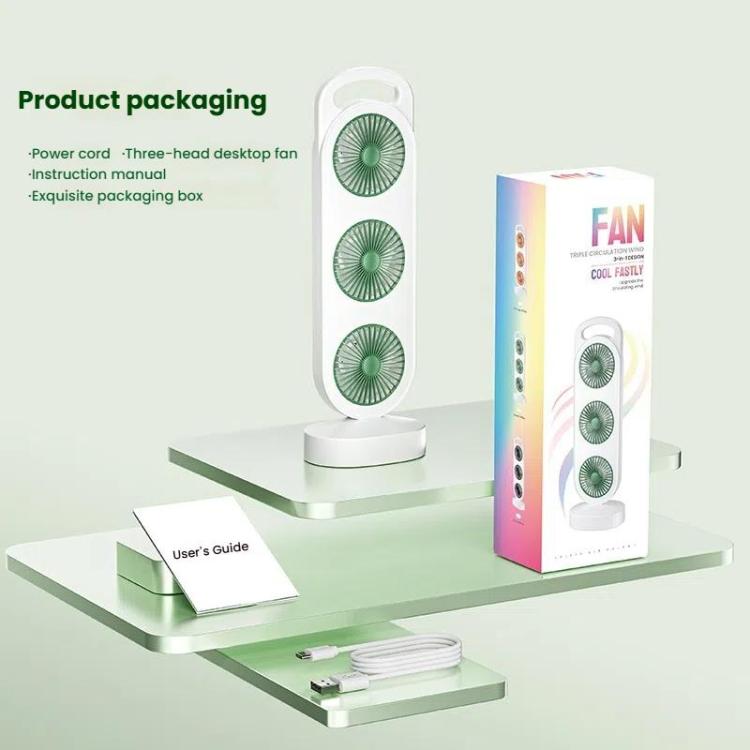 Ventilatore da tavolo portatile USB con tripla turbina
