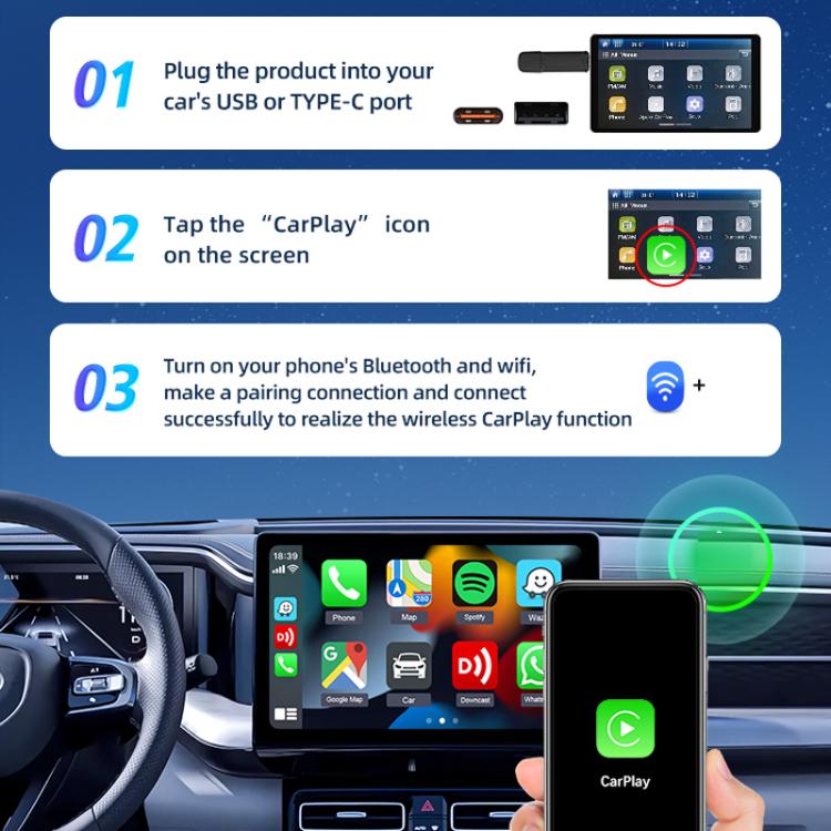 Adattatore Carlinkit originale da cablato a wireless per CarPlay, SE
