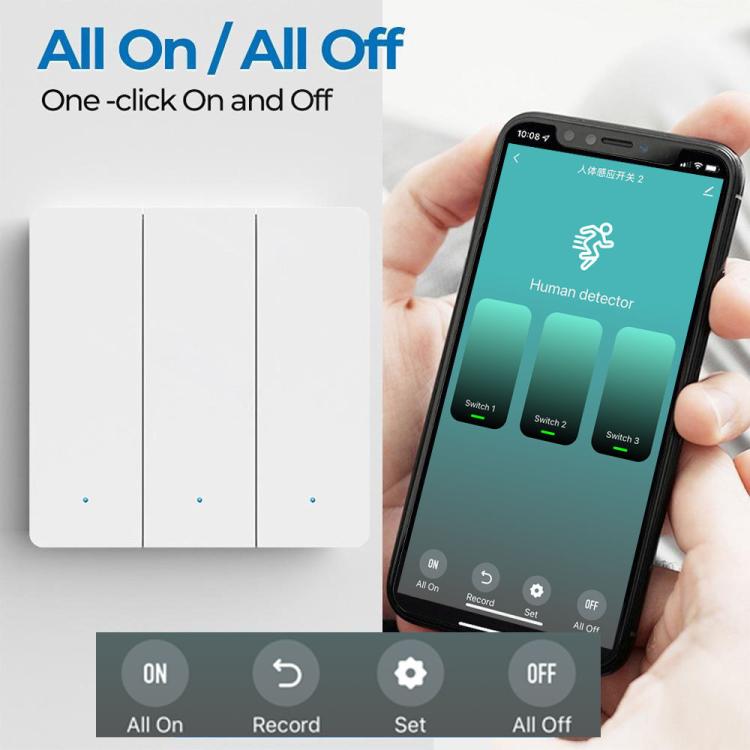 Compatible Tuya ZigBee Smart Light Switch With Radar Motion Sensor No Capacitor Required, 1-Gang, 2-Gang, 3-Gang