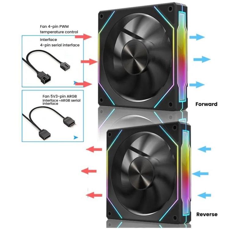 4RS 12cm Computer  Case Fan with Infinity Mirror ARGB Thermal Control & Ultra Quiet Cooling