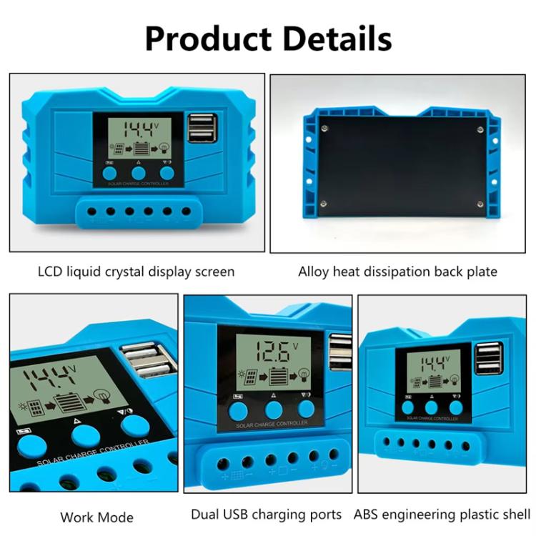 Controller di carica solare 12V 24V PWM con display LCD