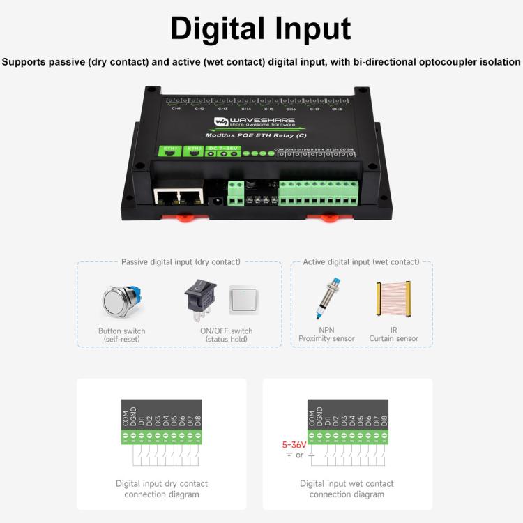 Modulo relè industriale 8 canali con doppia porta Ethernet