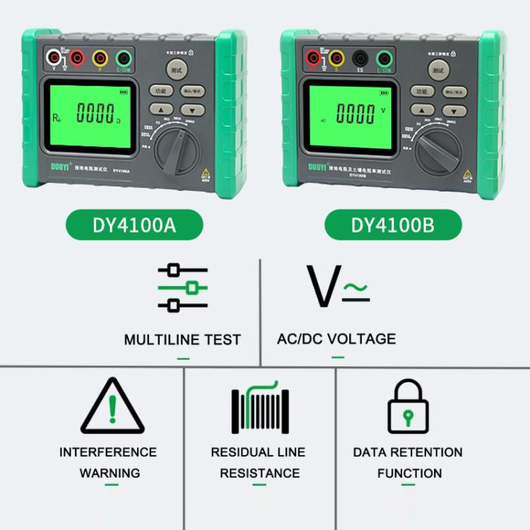 Tester digitale per la resistenza di terra DUOYI, DY4100A, DY4100B