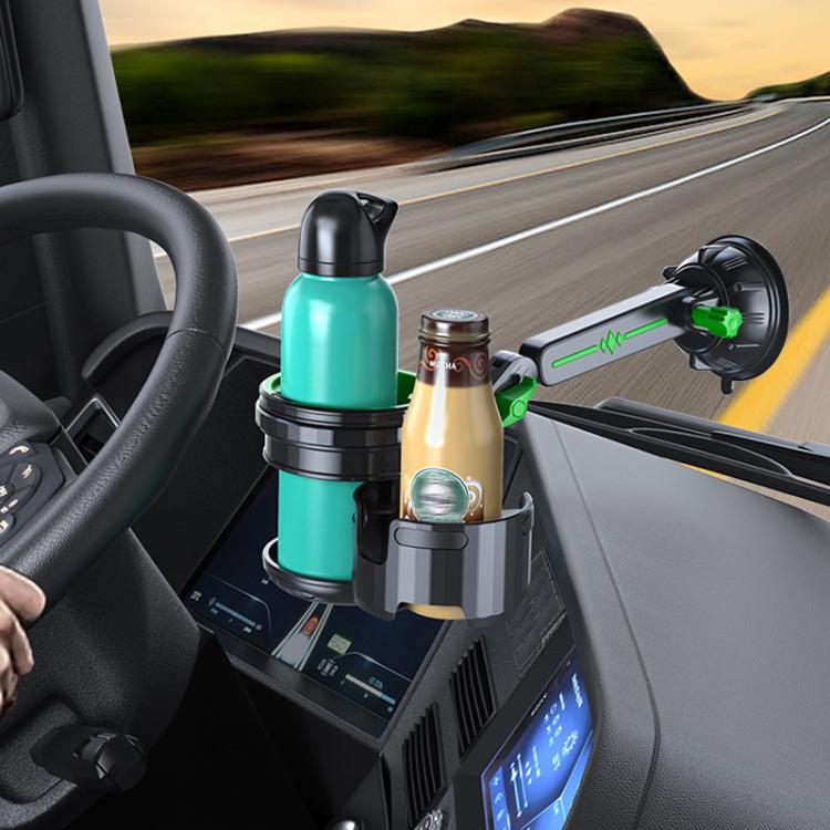 Portabicchieri multifunzionale per auto, con ventosa di grandi dimensioni, supporto per bevande., Long Rod Gray, Long Rod Green, Short Rod Gray, Short Rod Green