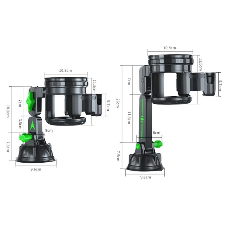 Portabicchieri multifunzionale per auto, con ventosa di grandi dimensioni, supporto per bevande., Long Rod Gray, Long Rod Green, Short Rod Gray, Short Rod Green