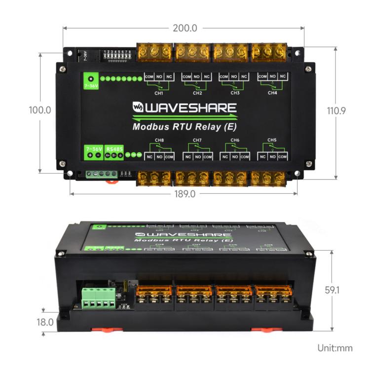 Modulo relè RS485 8 canali 30A Modbus RTU con isolamento