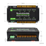 Waveshare Modbus RTU Protocol Rail-Mounted Case 8-Way RS485 30A High-Current Relay Module, 30459