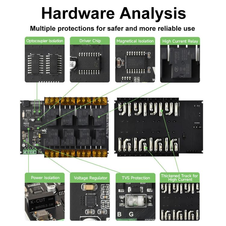 Modulo relè RS485 8 canali 30A Modbus RTU con isolamento