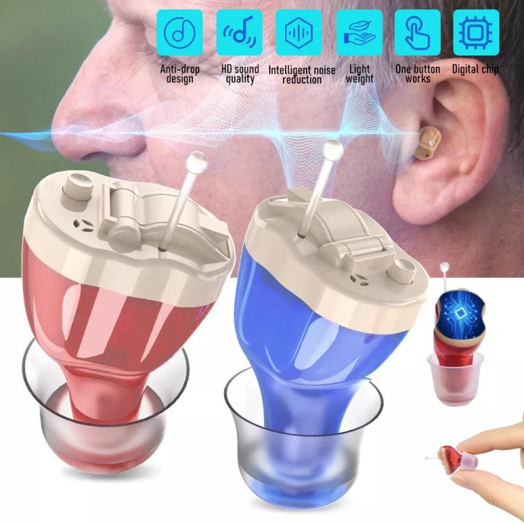 Apparecchio acustico digitale intelligente con riduzione del rumore CIC e amplificatore di suono regolabile per anziani., Right Ear Red, Left Ear Blue, Left+Right Red Blue, Left Ear Skin Color, Right Color Skin Color, Left+Right Skin, Right Ear Black  ...