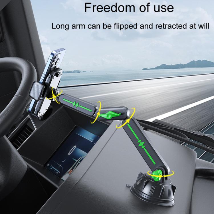 Supporto telescopico per cellulare con braccio meccanico estensibile per auto, parabrezza, cruscotto, con grande ventosa, supporto per navigatore
