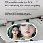 Specchio ingranditore per trucco con luce LED a sfioramento per aletta parasole auto.