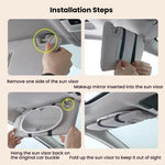 Specchio ingranditore per trucco con luce LED a sfioramento per aletta parasole auto.