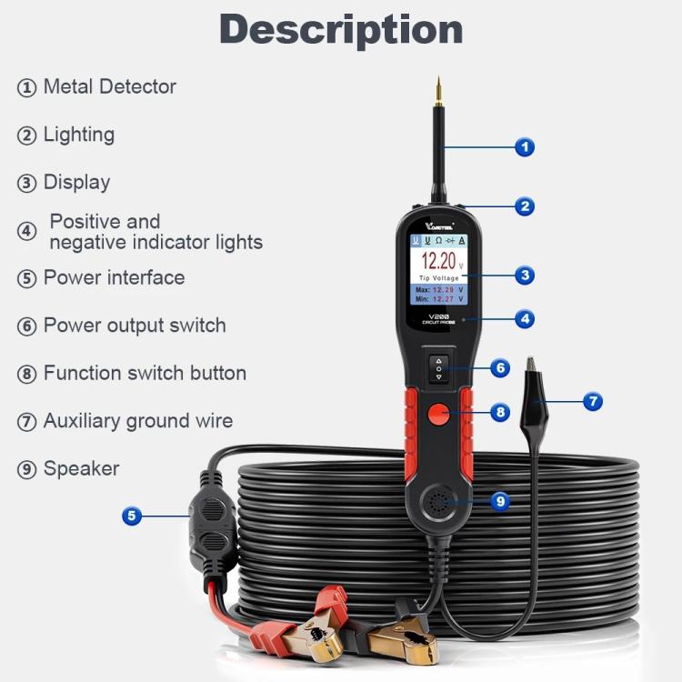 Tester per circuiti automobilistici VDIAGTOOL 6-42V, V200