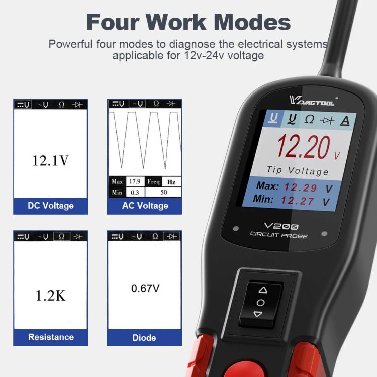 Tester per circuiti automobilistici VDIAGTOOL 6-42V, V200