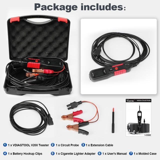 Tester per circuiti automobilistici VDIAGTOOL 6-42V, V200