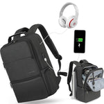 Men Anti-Theft Laptop Backpack with USB Charging Port, Headphone Hole & Comfort Shoulder Straps for Travel, Work Commute, Tigernu  15.6-inch Standard, Tigernu 19-inch Expandable