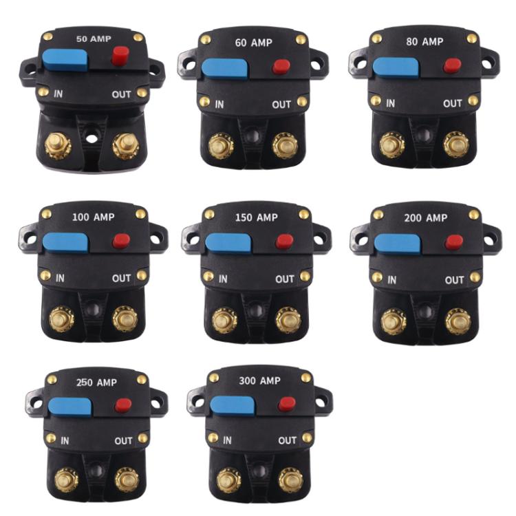 Interruttore fusibile per ripristino audio auto, protezione da cortocircuito e sovraccarico, interruttore automatico., 50A, 60A, 80A, 100A, 150A, 200A, 250A, 300A