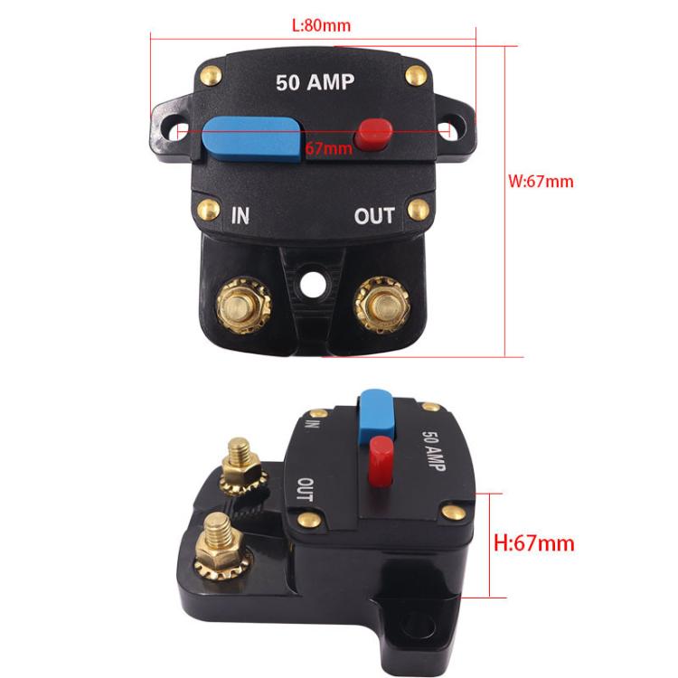 Interruttore fusibile per ripristino audio auto, protezione da cortocircuito e sovraccarico, interruttore automatico., 50A, 60A, 80A, 100A, 150A, 200A, 250A, 300A