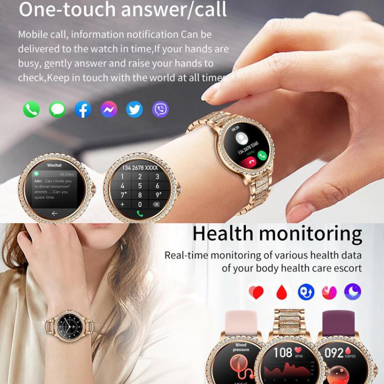 Smartwatch sportivo impermeabile con chiamate Bluetooth, assistente vocale AI, funzione Life Life, impermeabile e con chiamate Bluetooth., Black Silicone Strap, Gold Pink Silicone Strap, Silver Gray Silicone Strap                                       ...