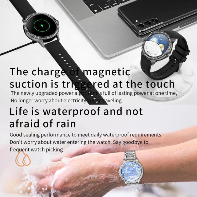 Smartwatch sportivo impermeabile con chiamate Bluetooth, assistente vocale AI, funzione Life Life, impermeabile e con chiamate Bluetooth., Black Silicone Strap, Gold Pink Silicone Strap, Silver Gray Silicone Strap                                       ...