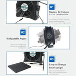 Aspiratore per fumi di saldatura ProsKit SS-595H con funzione di soffiaggio/aspirazione e supporto regolabile per parete/scrivania.